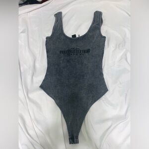 PLT Charcoal acid wash rib bodysuit | US 2